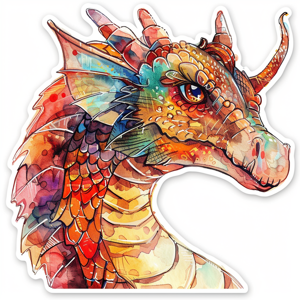 Dragon majestic Expressive surreal Vinyl Decal Sticker for Car, Laptop, Tumbler and more # F019091