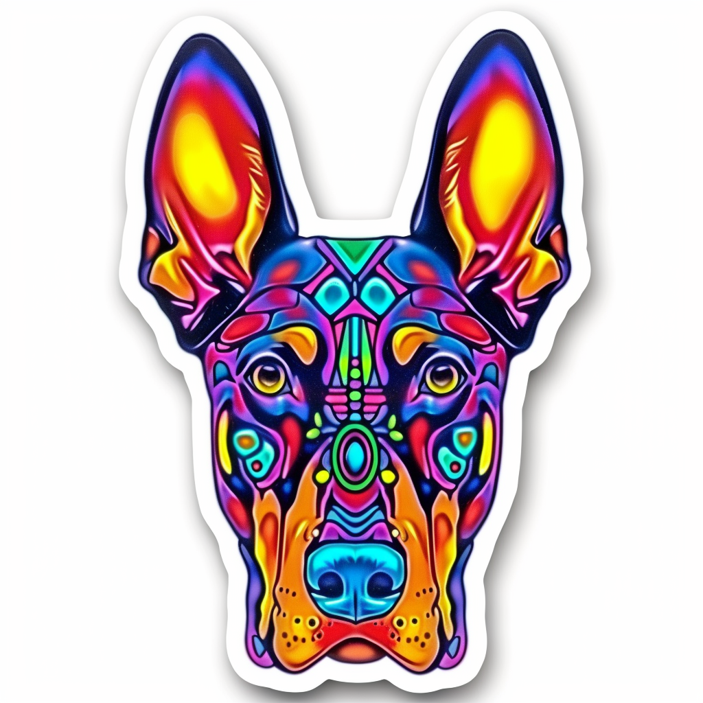 Doberman Pinscher Dog floral majestic Expressive surreal Vinyl Decal Sticker for Car, Laptop, Tumbler and more # F019410