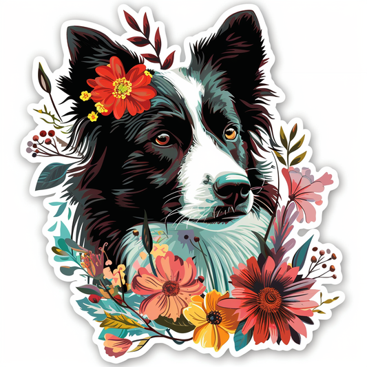Border Collie Dog majestic Expressive surreal Vinyl Decal Sticker for Car, Laptop, Tumbler and more # F021742-4" x 4"