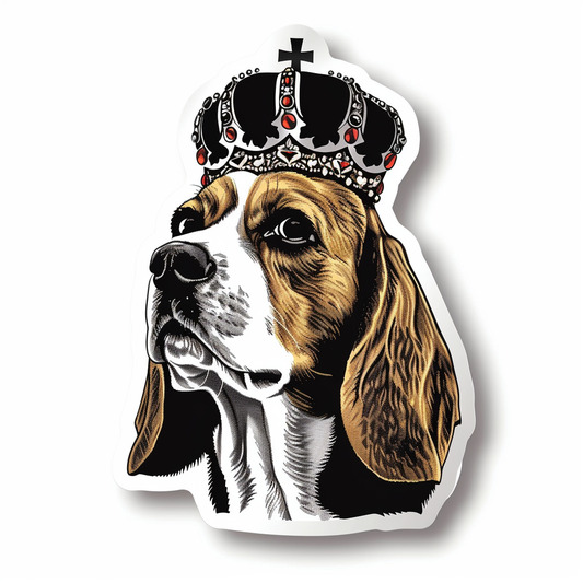 Beagle dog crowned Vinyl Decal Sticker for Car, Laptop, Tumbler and more # F011888
