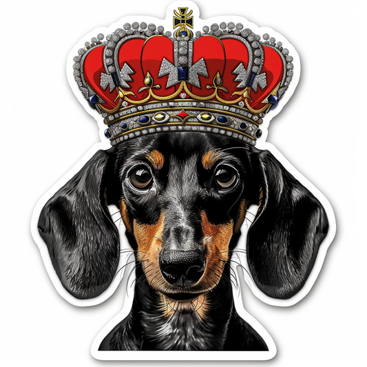Dachshund Dog crowned Vinyl Decal Sticker for Car, Laptop, Tumbler and more # F013126