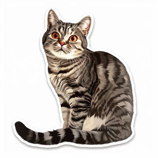 American Shorthair Cat majestic Expressive surreal Vinyl Decal Sticker for Car, Laptop, Tumbler and more # F019777-4" x 4"