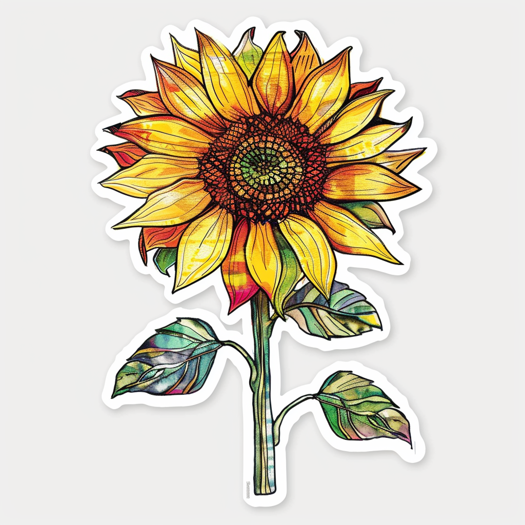 Sunflower flower majestic Expressive surreal Vinyl Decal Sticker for Car, Laptop, Tumbler and more # F023105