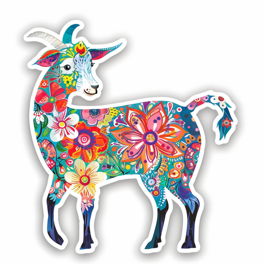 Goat majestic Expressive surreal Vinyl Decal Sticker for Car, Laptop, Tumbler and more # F020537-4" x 4"