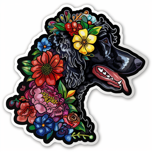 Poodle Dog floral Vinyl Decal Sticker for Car, Laptop, Tumbler and more # F012555