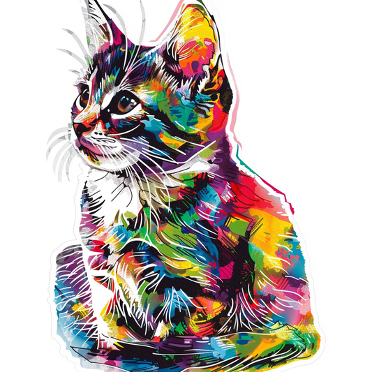 American Shorthair Cat majestic Expressive surreal Vinyl Decal Sticker for Car, Laptop, Tumbler and more # F019862-4" x 4"