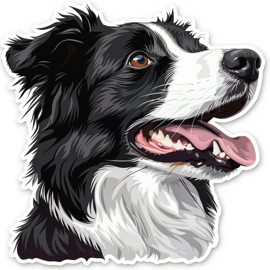 Border Collie Dog majestic Expressive surreal Vinyl Decal Sticker for Car, Laptop, Tumbler and more # F021701-4" x 4"