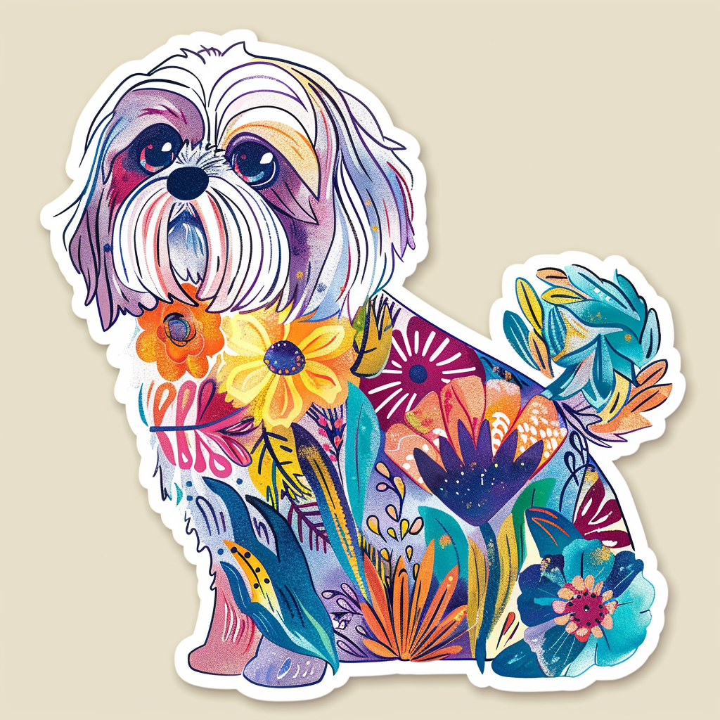 Adorable Shih Tzu Dog Expressive surreal Vinyl Decal Sticker for Car, Laptop, Tumbler and more # F018377