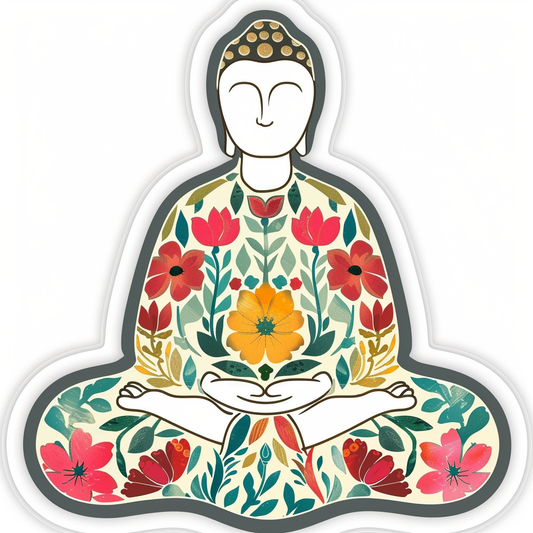 Buddha cartoon majestic Expressive surreal Vinyl Decal Sticker for Car, Laptop, Tumbler and more # F017006
