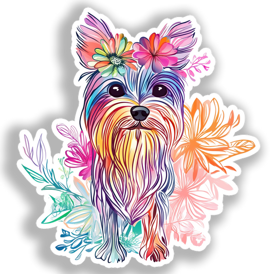 Yorkshire Terrier Dog Vinyl Decal Sticker for Car, Laptop, Tumbler and more # A017074-4" x 4"