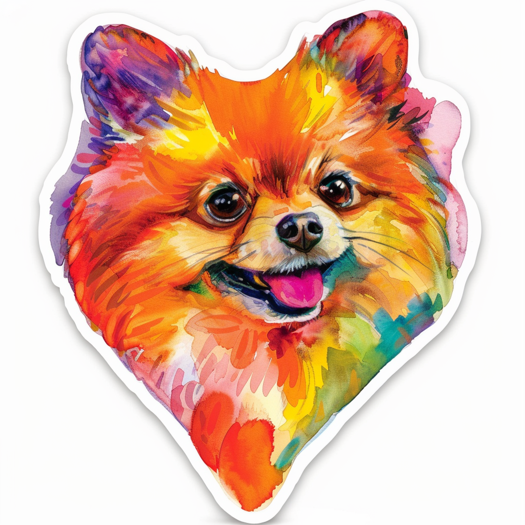 Sticker of a Pomeranian Dog majestic Expressive surreal Vinyl Decal Sticker for Car, Laptop, Tumbler and more # F014032