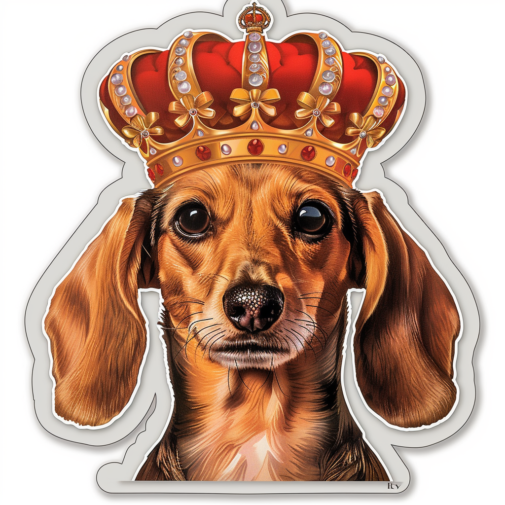 Dachshund Dog crowned Vinyl Decal Sticker for Car, Laptop, Tumbler and more # F013111