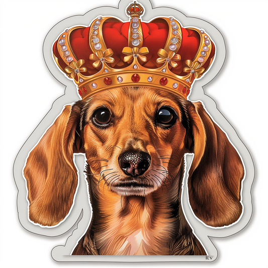 Dachshund Dog crowned Vinyl Decal Sticker for Car, Laptop, Tumbler and more # F013111