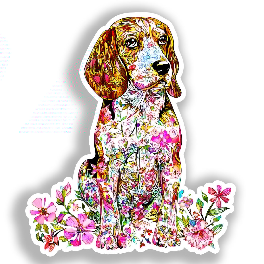 Beagle Dog Vinyl Decal Sticker for Car, Laptop, Tumbler and more # A018610-4" x 4"