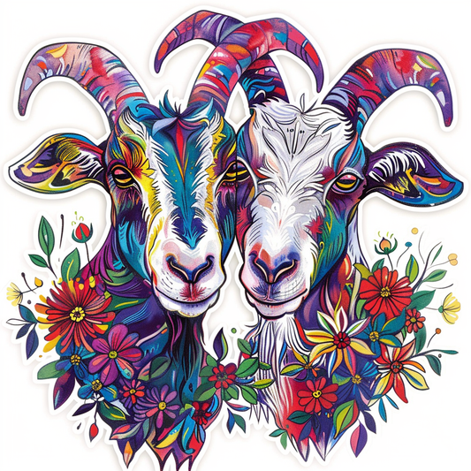 Goat majestic Expressive surreal Vinyl Decal Sticker for Car, Laptop, Tumbler and more # F020513-4" x 4"