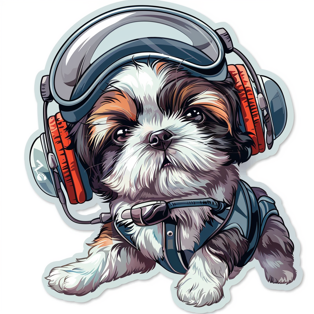 Adorable Shih Tzu Dog Expressive surreal Vinyl Decal Sticker for Car, Laptop, Tumbler and more # F018133