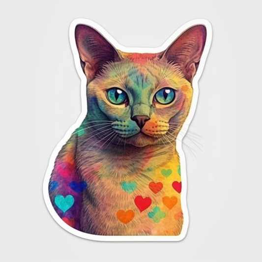 Burmese Cat Heartcore Vinyl Decal Sticker for Car, Laptop, Tumbler and more # F010753