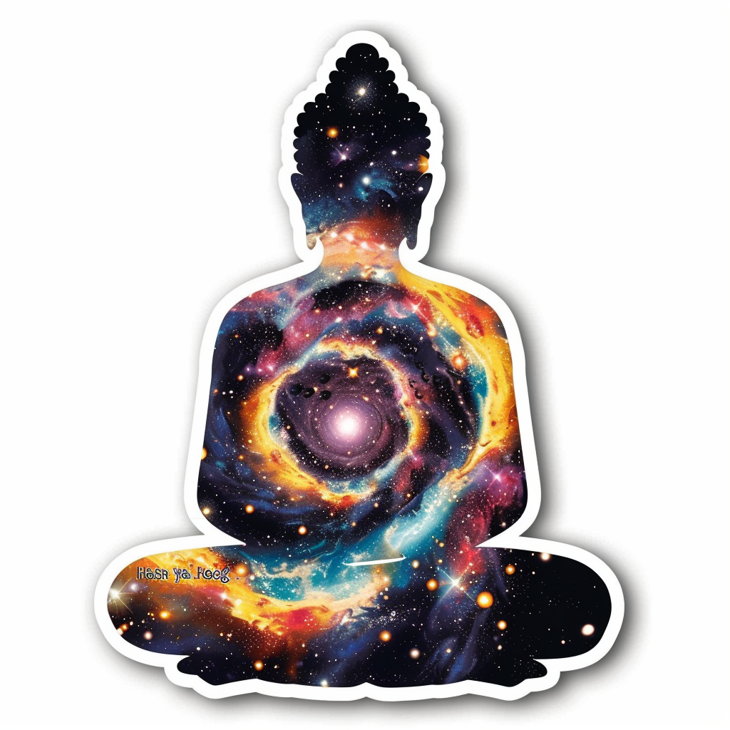 Buddha galaxy majestic Expressive surreal Vinyl Decal Sticker for Car, Laptop, Tumbler and more # F017130
