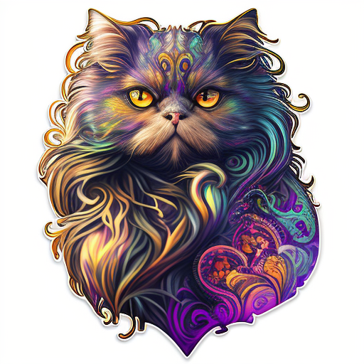 Persian Cat Expressive surreal Vinyl Decal Sticker for Car, Laptop, Tumbler and more # F016570