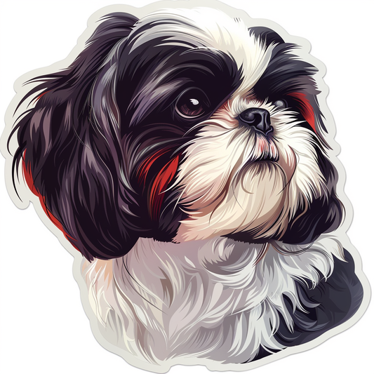 Adorable Shih Tzu Dog Expressive surreal Vinyl Decal Sticker for Car, Laptop, Tumbler and more # F018489