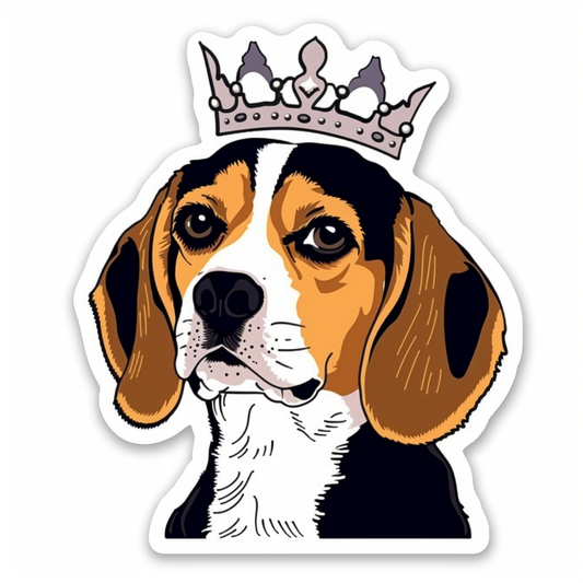 Beagle dog crowned Vinyl Decal Sticker for Car, Laptop, Tumbler and more # F011950