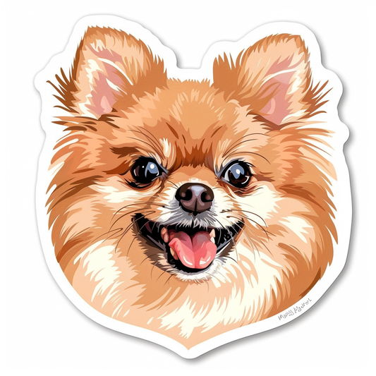 Sticker of a Pomeranian Dog majestic Expressive surreal Heartcore Vinyl Decal Sticker for Car, Laptop, Tumbler and more # F014026