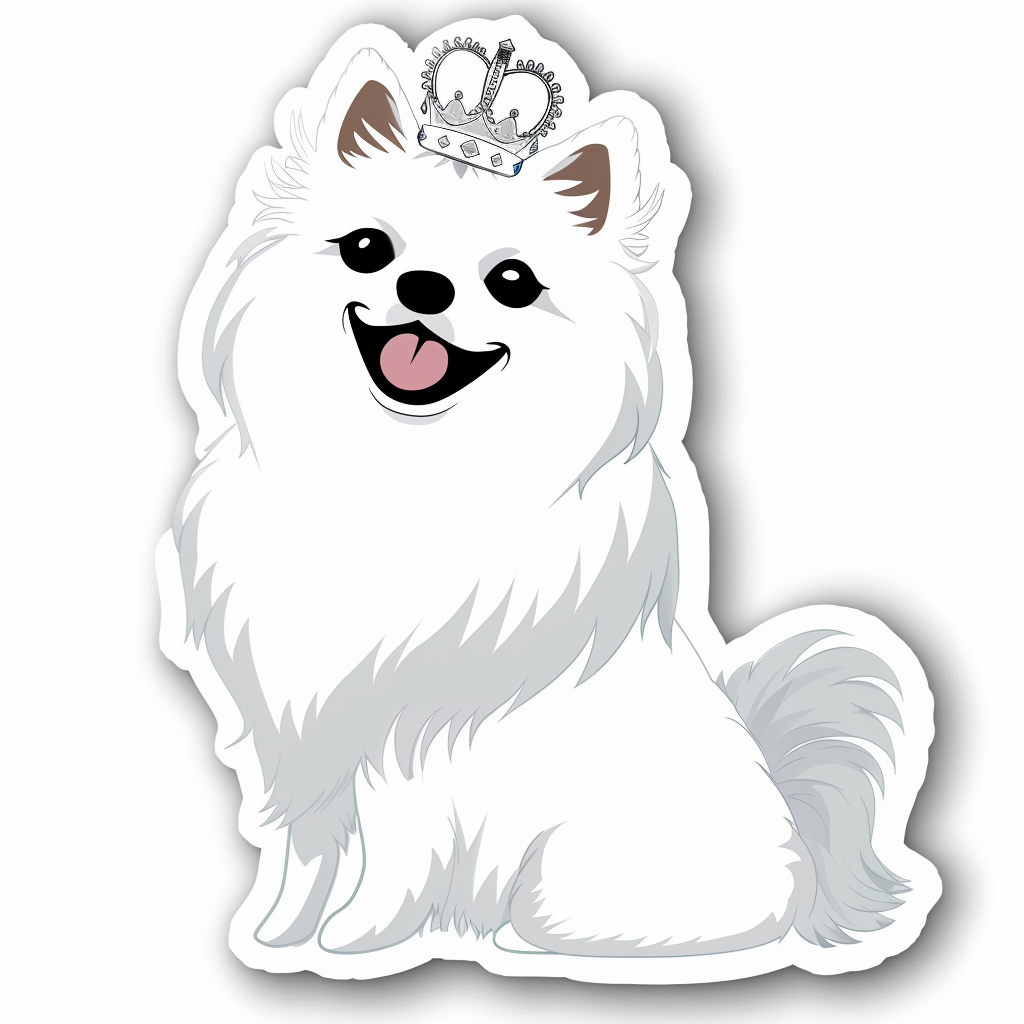 Sticker of a Pomeranian Dog crowned majestic Expressive surreal Vinyl Decal Sticker for Car, Laptop, Tumbler and more # F013297