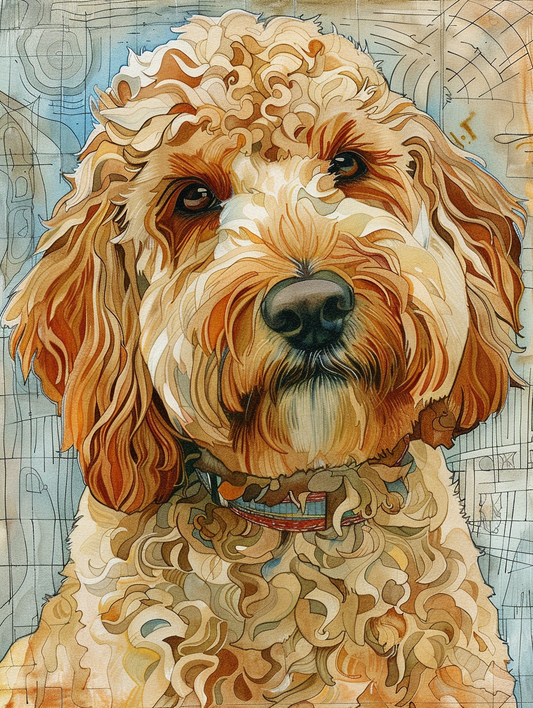 Poster of Goldendoodle dog Expressive surreal Poster # F024261