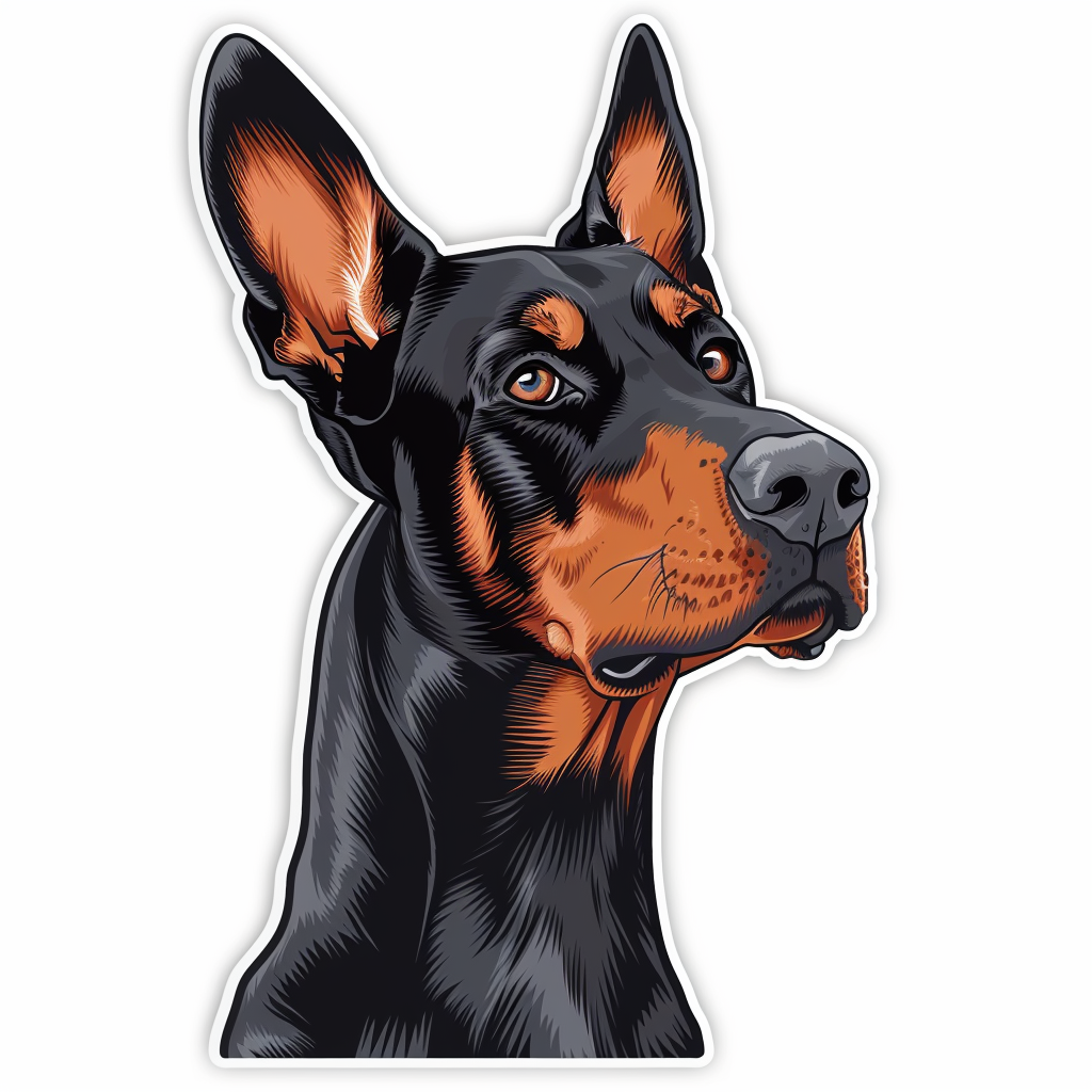 Sticker of a Doberman Pinscher Dog majestic Expressive surreal Vinyl Decal Sticker for Car, Laptop, Tumbler and more # F019252