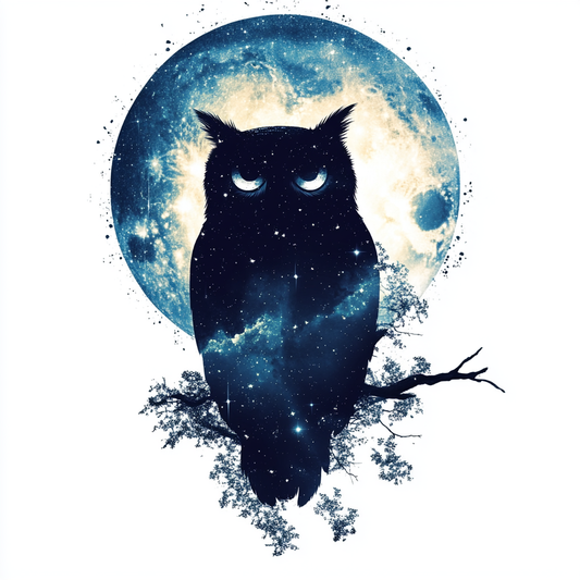 Owl Moon and Stars Vinyl Decal Sticker for Car, Laptop, Tumbler and more # F025736