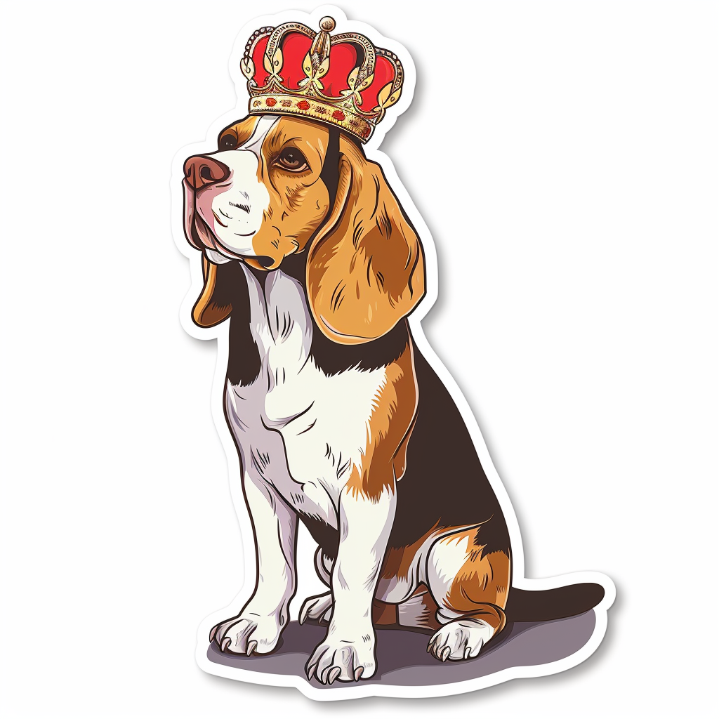 Beagle dog crowned Vinyl Decal Sticker for Car, Laptop, Tumbler and more # F011897