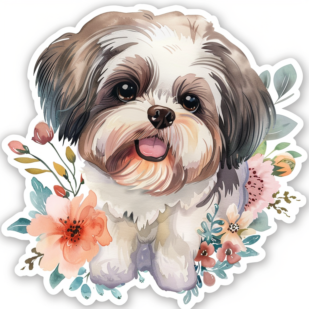 Adorable Shih Tzu Dog Expressive surreal Vinyl Decal Sticker for Car, Laptop, Tumbler and more # F018211