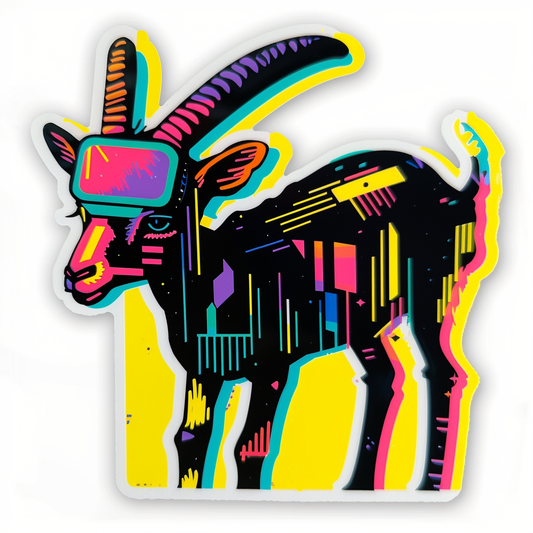 Goat cyber punk majestic Expressive surreal Vinyl Decal Sticker for Car, Laptop, Tumbler and more # F020608-4" x 4"