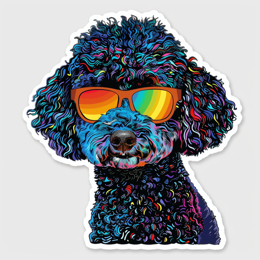Poodle Dog wearing sunglasses Vinyl Decal Sticker for Car, Laptop, Tumbler and more # F012448