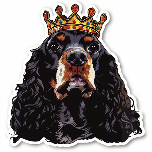 Cocker Spaniel Dog crowned majestic Expressive surreal Vinyl Decal Sticker for Car, Laptop, Tumbler and more # F020236-4" x 4"