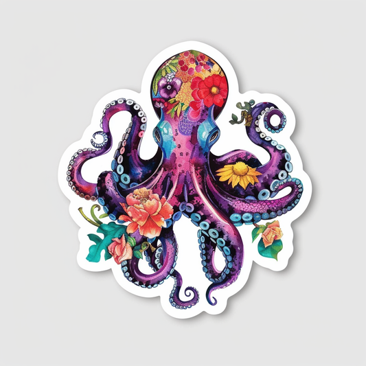 Sticker of a Octopus heartcore majestic Expressive surreal Vinyl Decal Sticker for Car, Laptop, Tumbler and more # F015781
