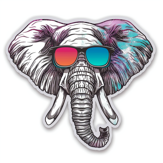 Elephant Expressive surreal Vinyl Decal Sticker for Car, Laptop, Tumbler and more # F022229-4" x 4"