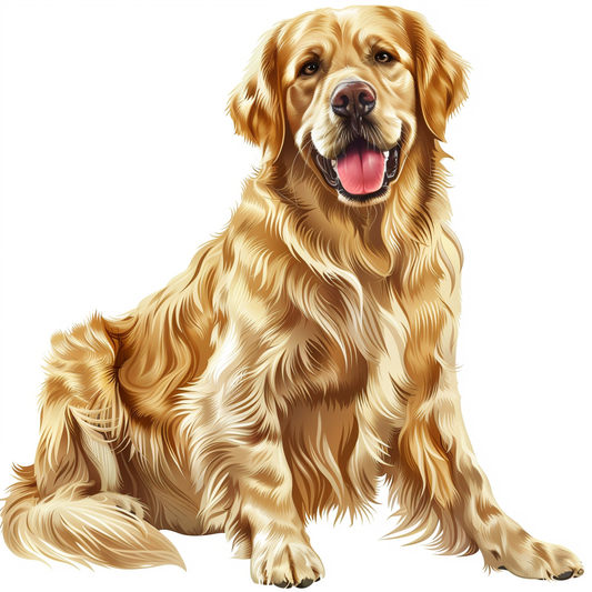 Golden Retriever Expressive surreal Vinyl Decal Sticker for Car, Laptop, Tumbler and more # F020395-4" x 4"