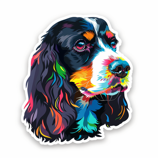 Cocker Spaniel Dog majestic Expressive surreal Vinyl Decal Sticker for Car, Laptop, Tumbler and more # F020315-4" x 4"