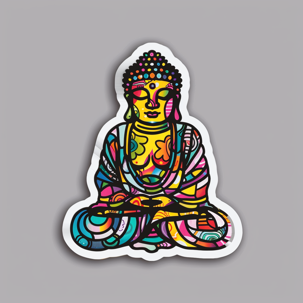 Buddha cartoon majestic Expressive surreal Vinyl Decal Sticker for Car, Laptop, Tumbler and more # F017147
