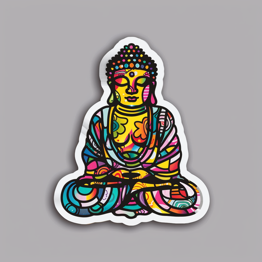 Buddha cartoon majestic Expressive surreal Vinyl Decal Sticker for Car, Laptop, Tumbler and more # F017147