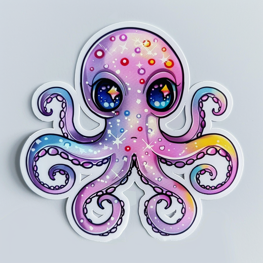 Sticker of a Octopus heartcore texture Expressive surreal Vinyl Decal Sticker for Car, Laptop, Tumbler and more # F015750