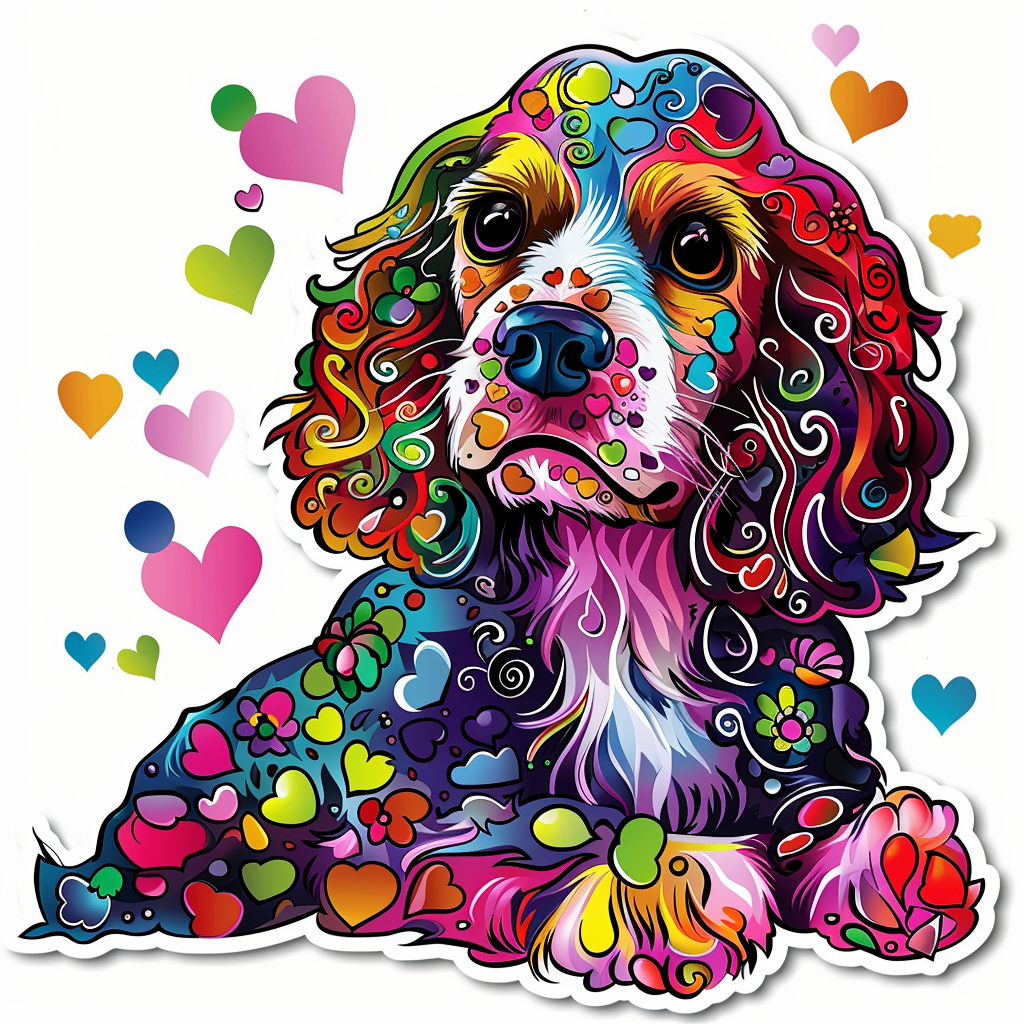 Cocker Spaniel Dog majestic Expressive surreal Vinyl Decal Sticker for Car, Laptop, Tumbler and more # F019944-4" x 4"