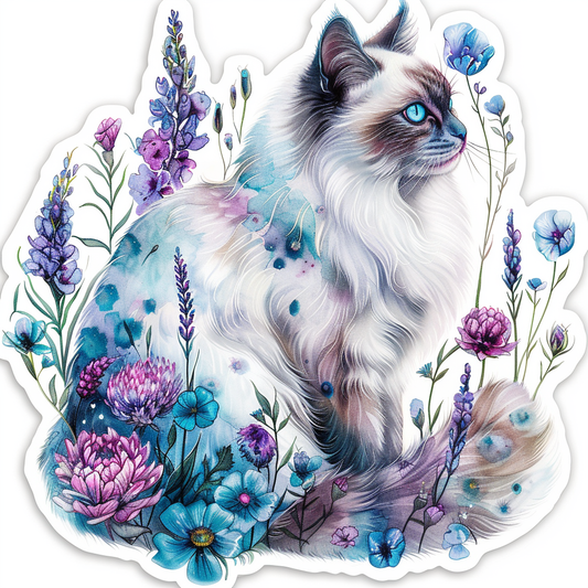 Adorable Turkish Angora Cat  Vinyl Decal Sticker for Car, Laptop, Tumbler and more # F020825-4" x 4"