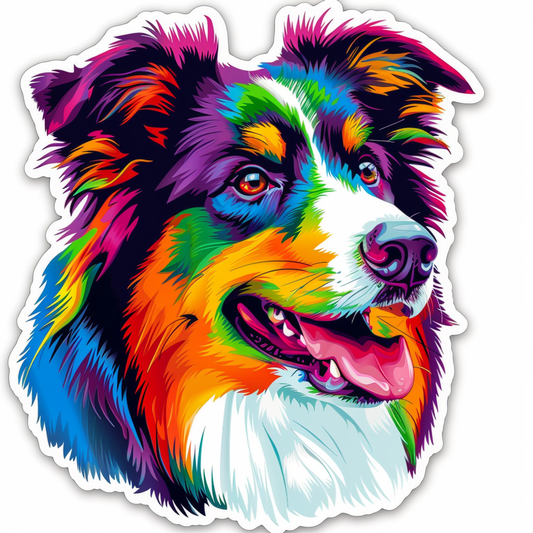 Border Collie Dog majestic Expressive surreal Vinyl Decal Sticker for Car, Laptop, Tumbler and more # F021790-4" x 4"