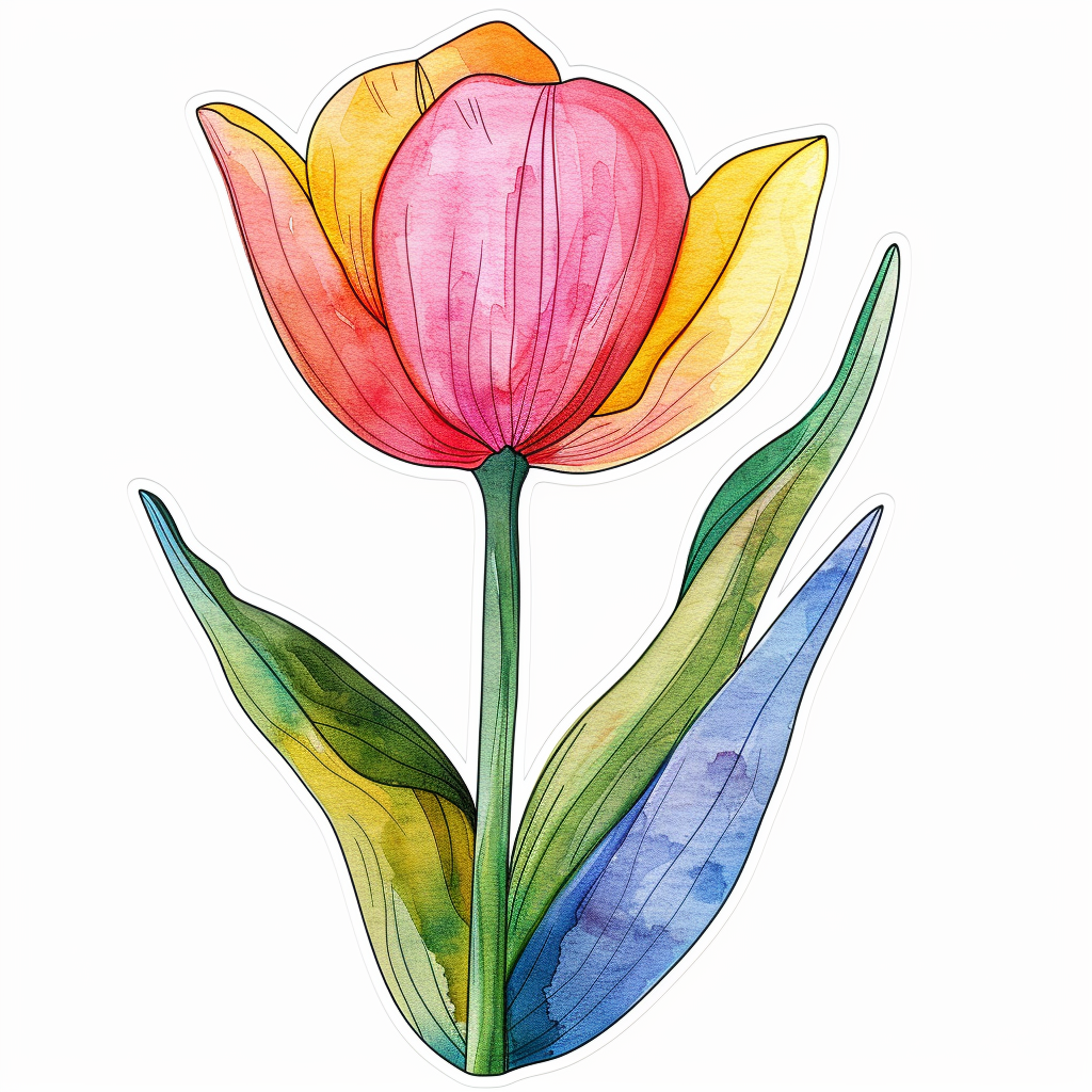 Sticker of a Tulip flower Vinyl Decal Sticker for Car, Laptop, Tumbler and more # F023393
