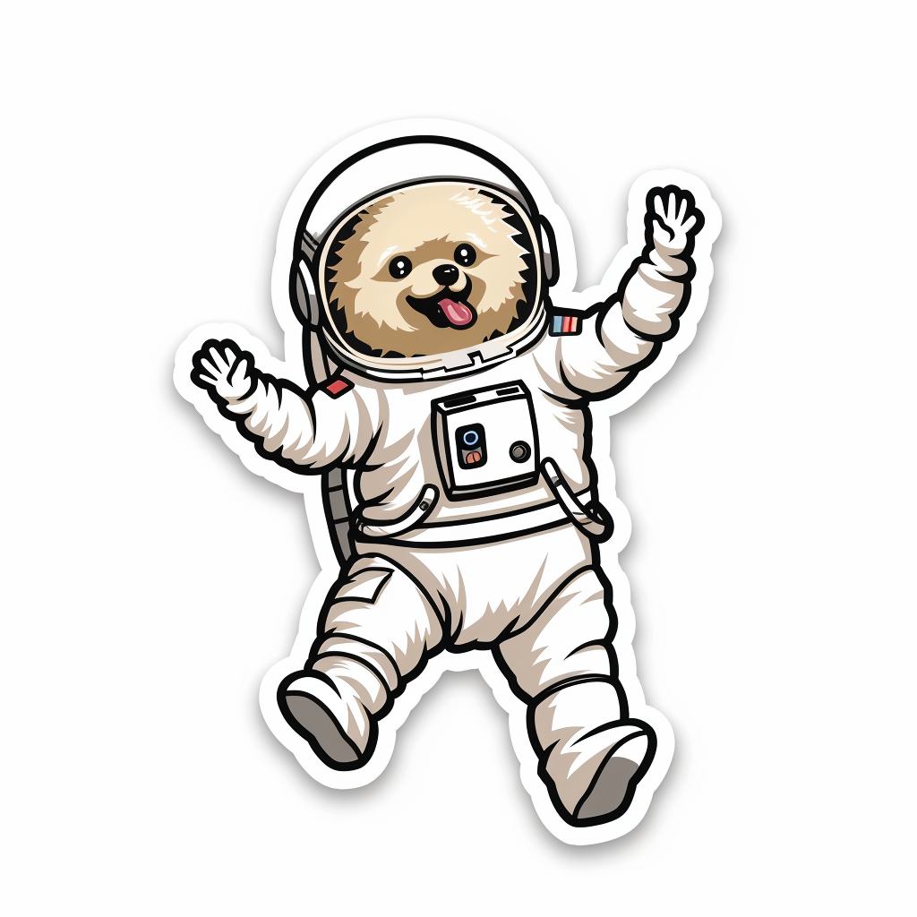 Sticker of a Pomeranian Dog astronaut majestic Expressive surreal Vinyl Decal Sticker for Car, Laptop, Tumbler and more # F013902