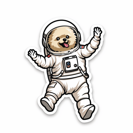 Sticker of a Pomeranian Dog astronaut majestic Expressive surreal Vinyl Decal Sticker for Car, Laptop, Tumbler and more # F013902