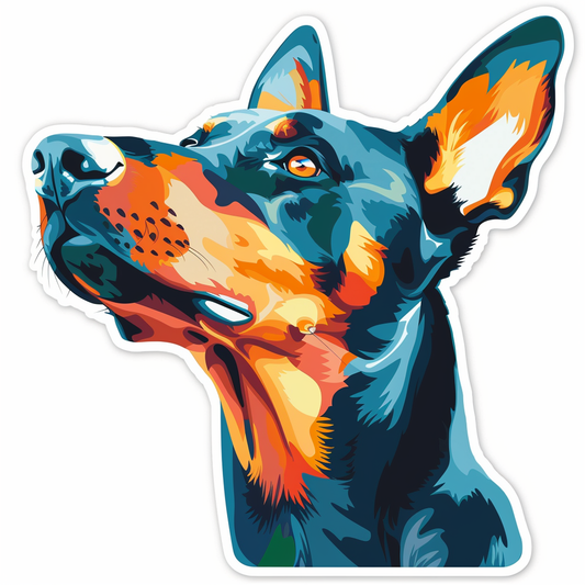 Doberman Pinscher Dog majestic Expressive surreal Vinyl Decal Sticker for Car, Laptop, Tumbler and more # F019312