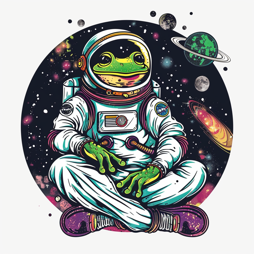 Sticker of a Frog astronaut majestic Expressive surreal Vinyl Decal Sticker for Car, Laptop, Tumbler and more # F016787